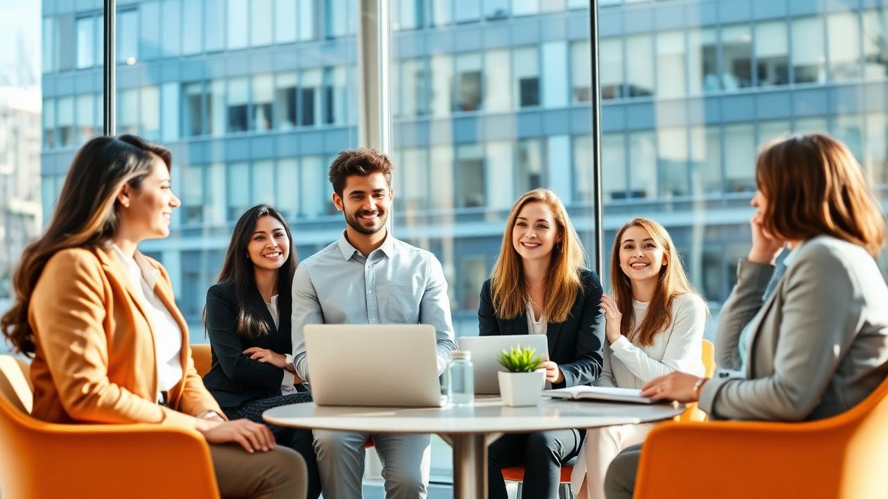 International interns in a collaborative meeting